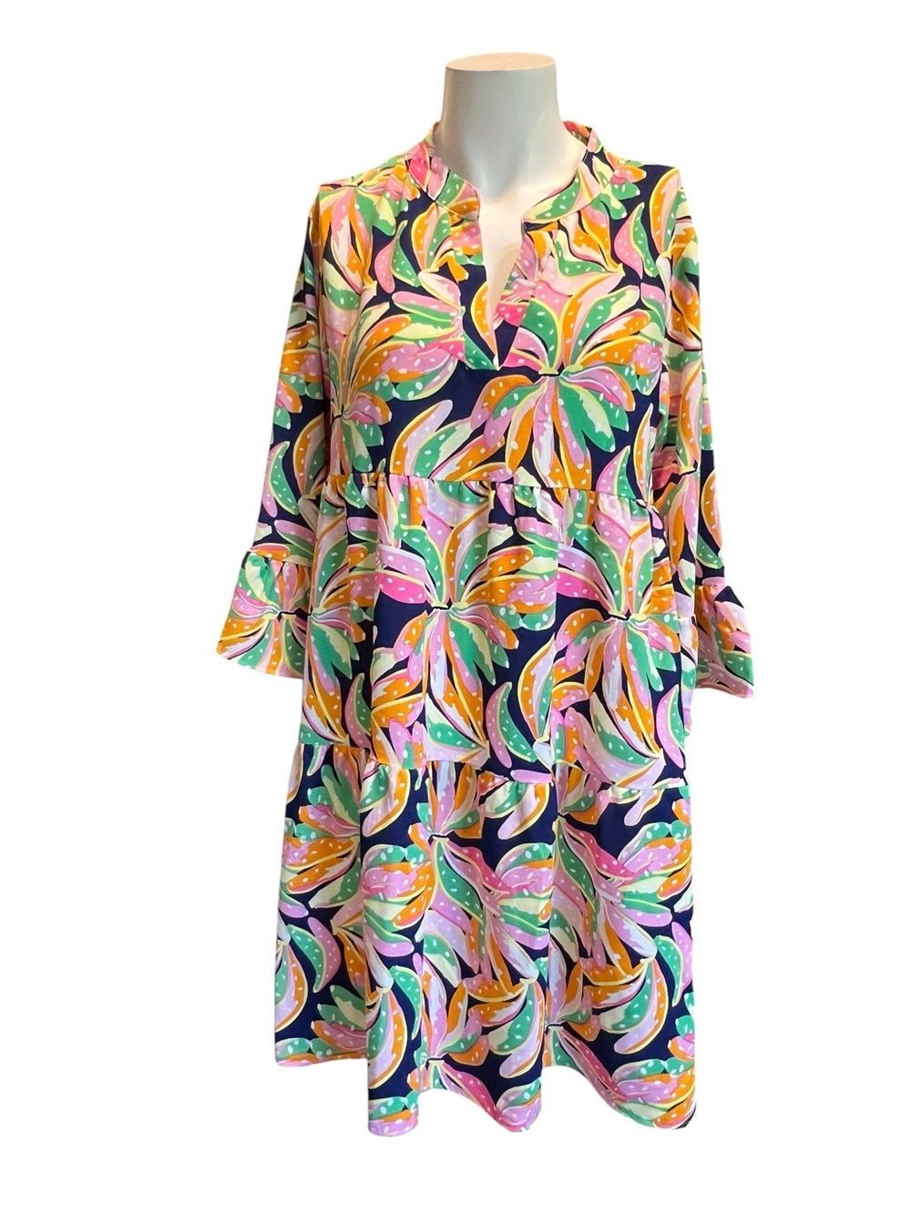 Michelle McDowell "Morgan" dress features a vibrant "Going Bananas" print